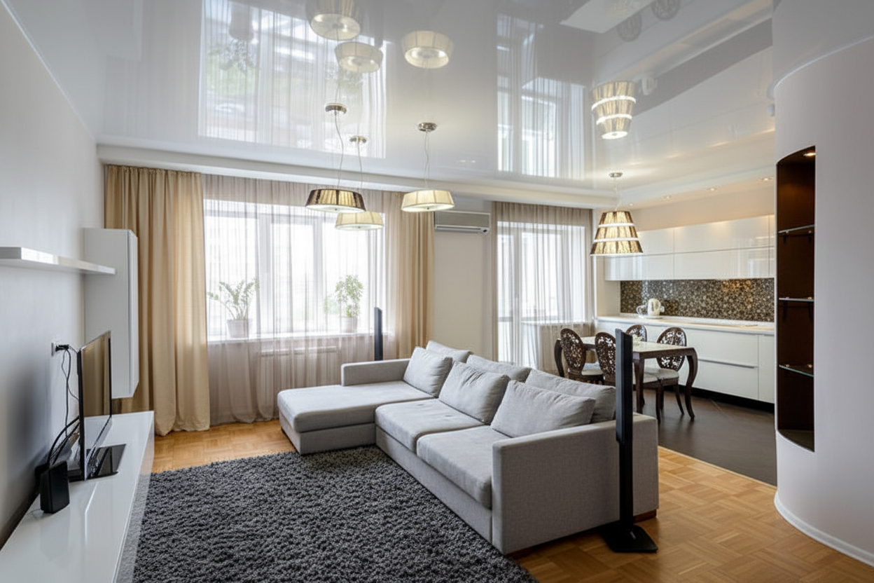 Установка натяжного потолка